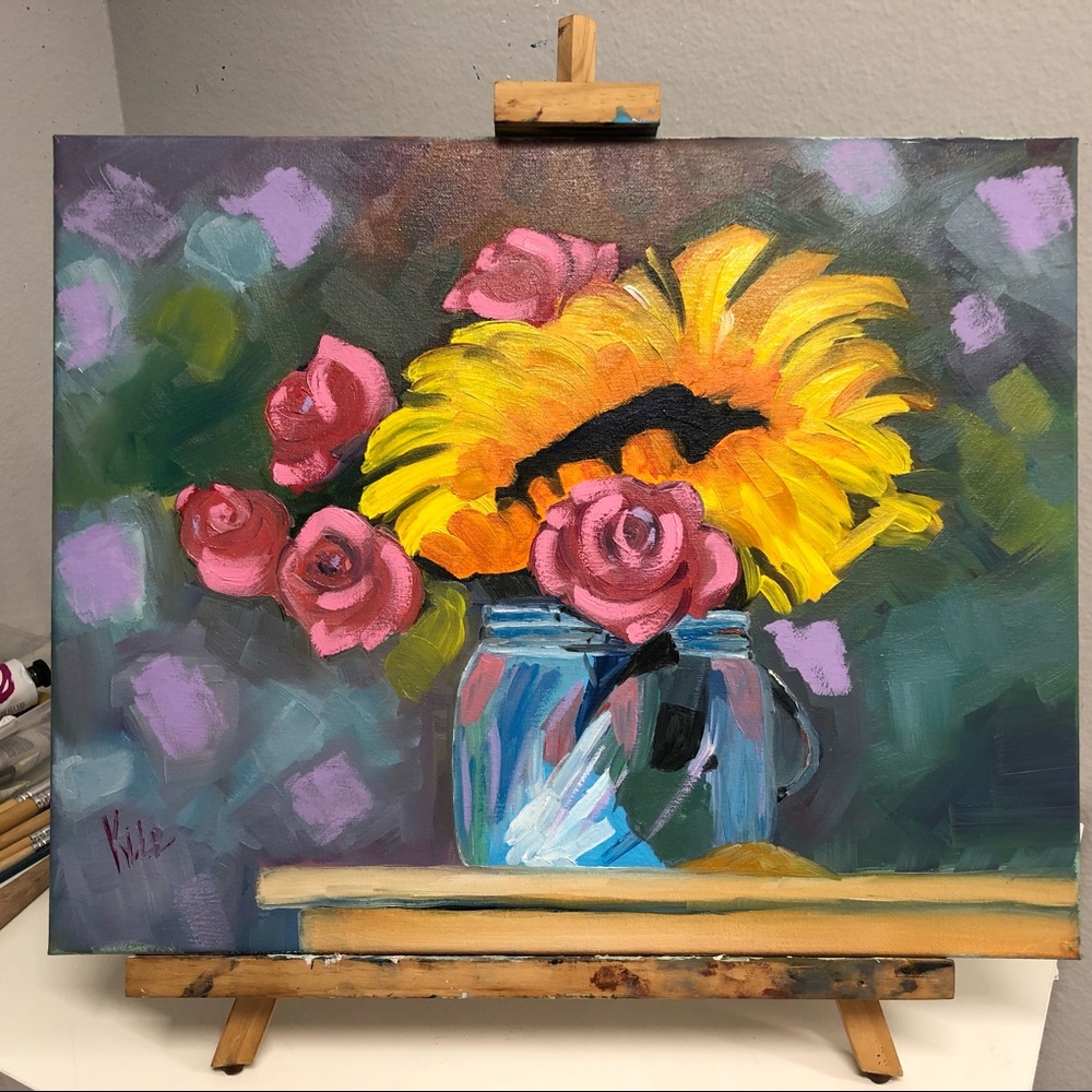 NEW Oil Panting  Sunflower Size 16x20 in